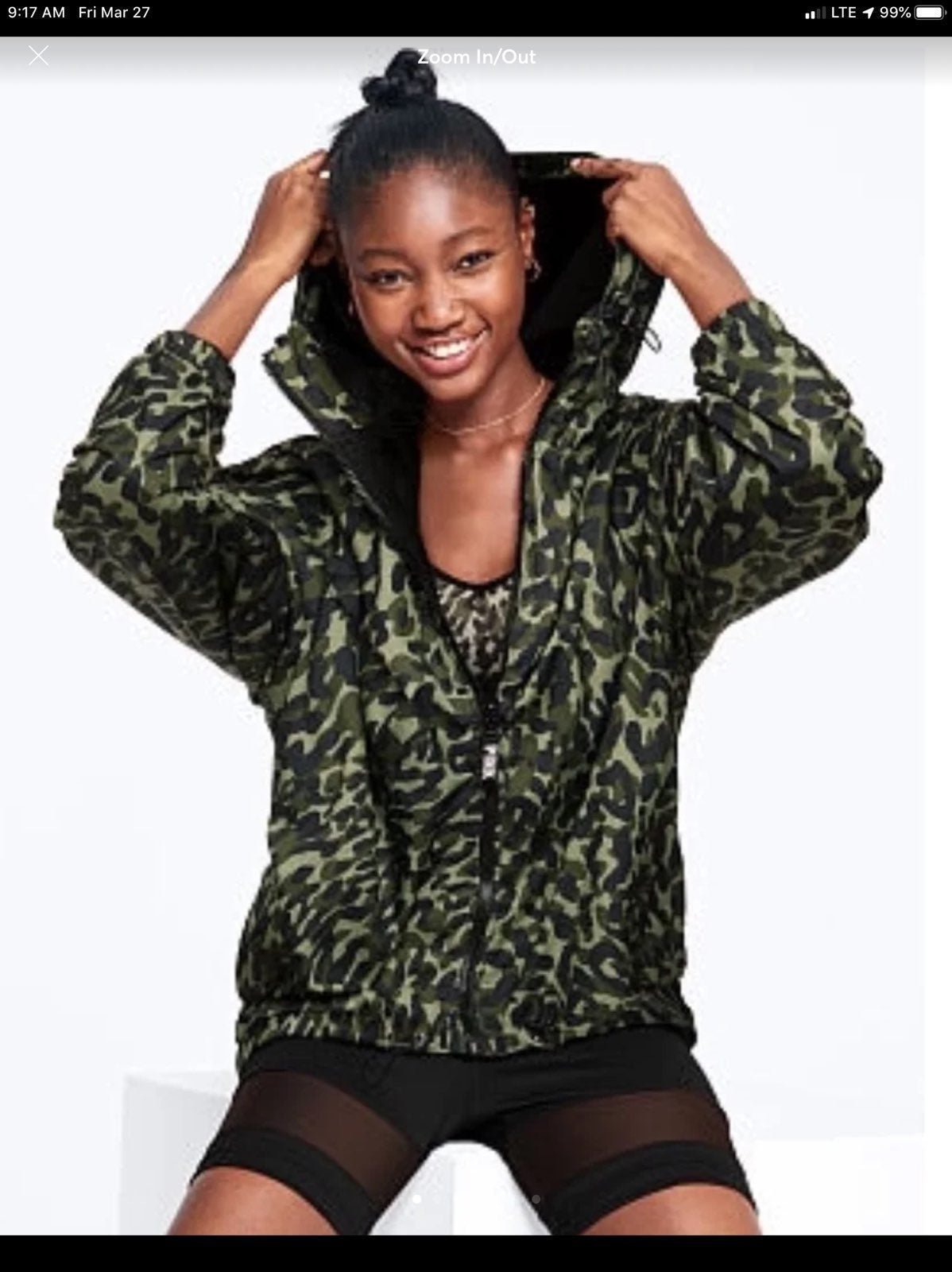 Vs pink anorak full zip green camo sz XS SM rare
