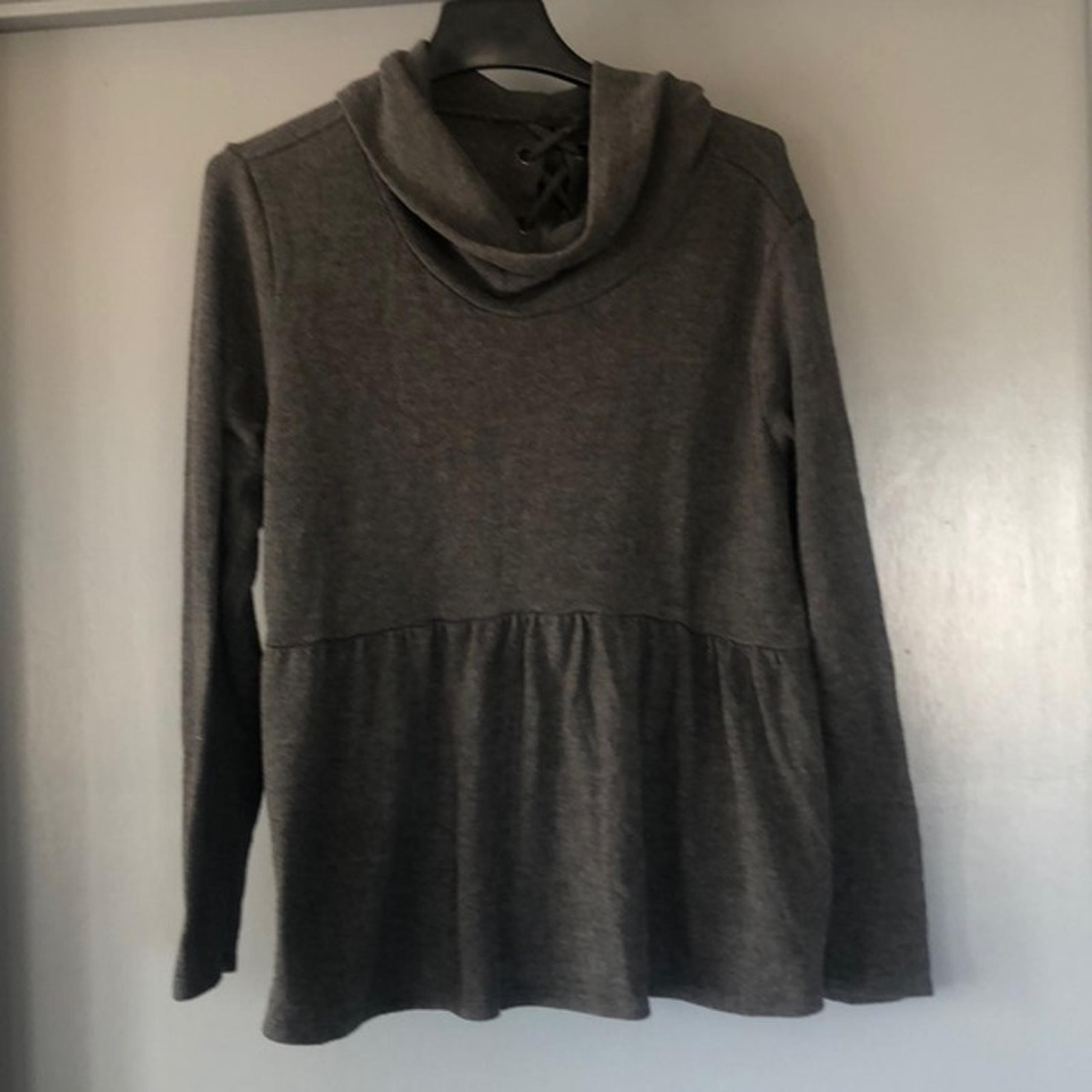 Maurices Gray Women's Pullover Cowl Neck Sweater Lace Up Back Sz L Long Sleeve