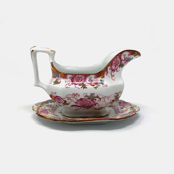Antique Cauldon England Gravy Boat And Saucer