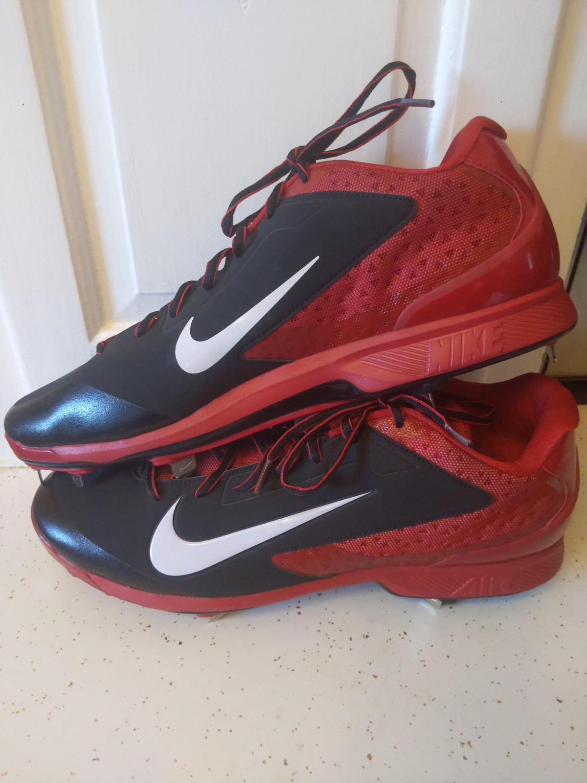 Nike Men's Huarache Pro Low Metal Baseball Cleats NEW 599233 016 Black Red SZ buy 15