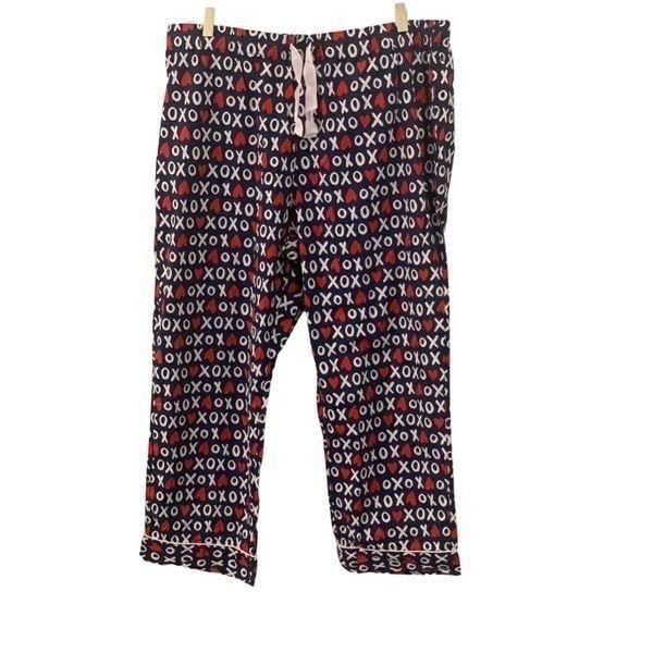 J.Crew Women’s Cotton Poplin Heart Print Cropped Pajama Sleep Pants
