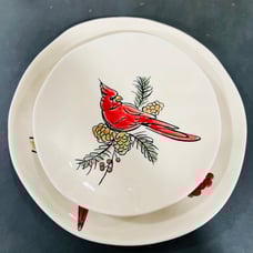 8 pc ceramic cardinal dinnerware set !