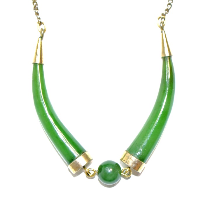 Vintage Necklace Jade Horns