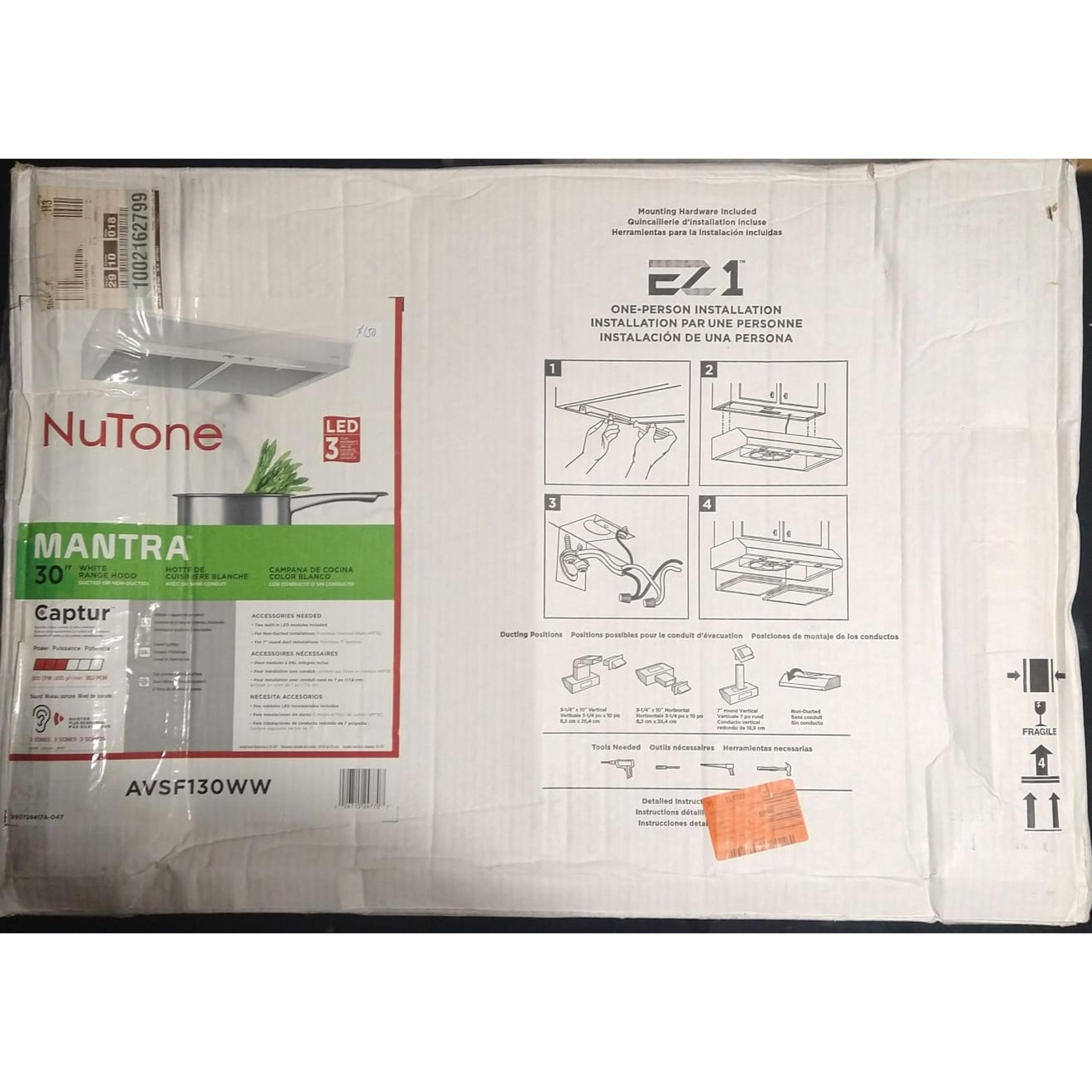 Nutone AVSF130WW Mantra 30 in. Convertible Range Hood in White