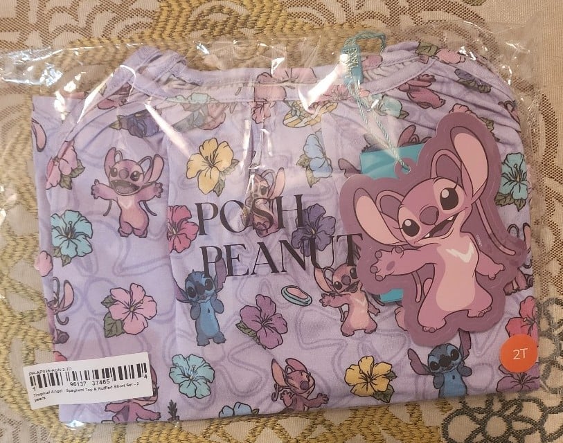 Posh Peanut disney Angel spaghetti top and ruffled shorts 2T