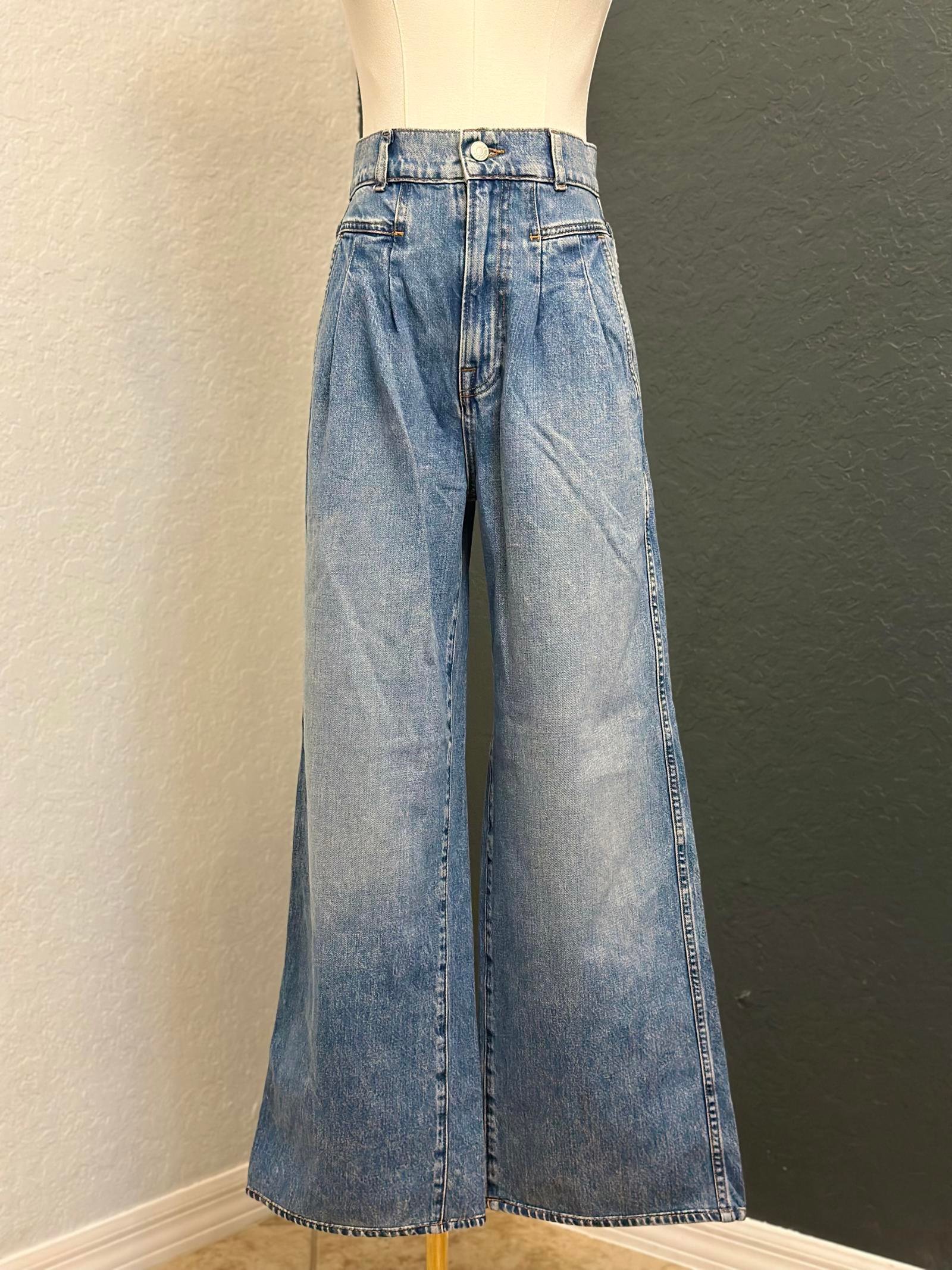 GRLFRND High-Waisted Wide-Leg Denim Jeans