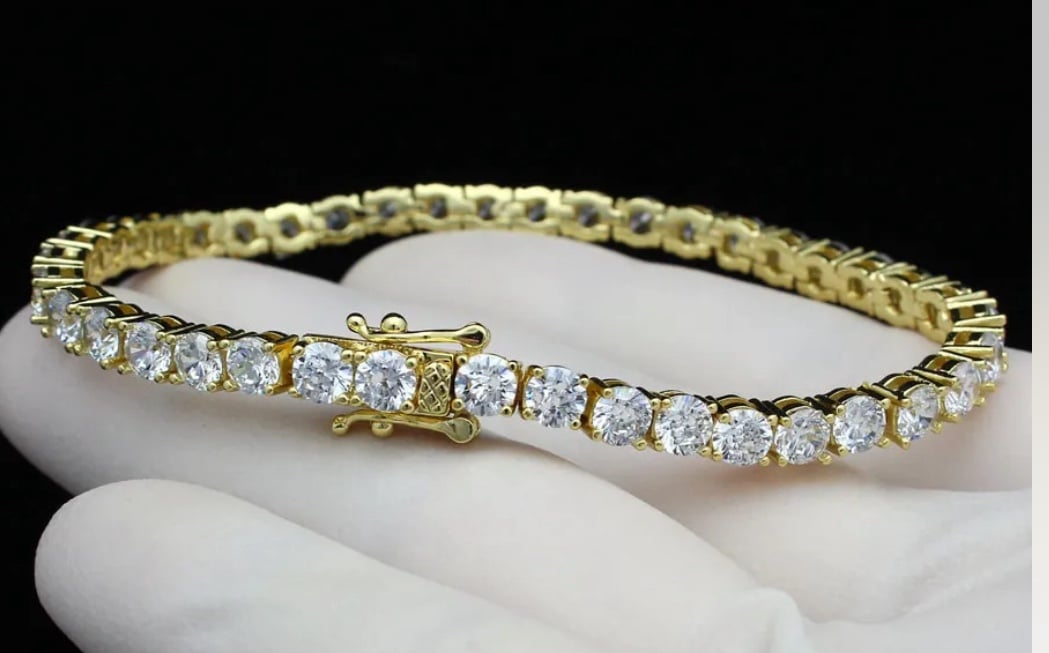 14K Gold plated iced out tennis bracelet