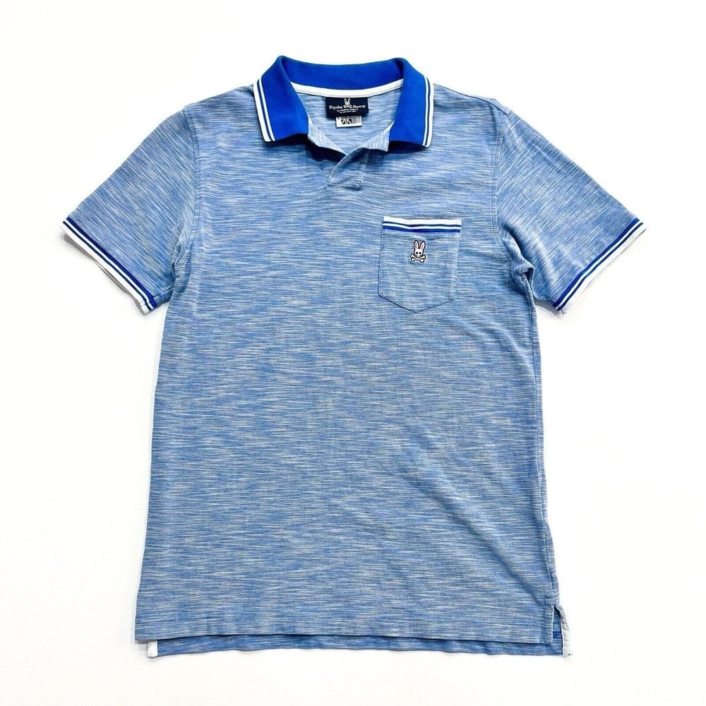 Psycho Bunny Mens 5 Thornton Polo Shirt Short Sleeve Collared Pocket Logo Blue