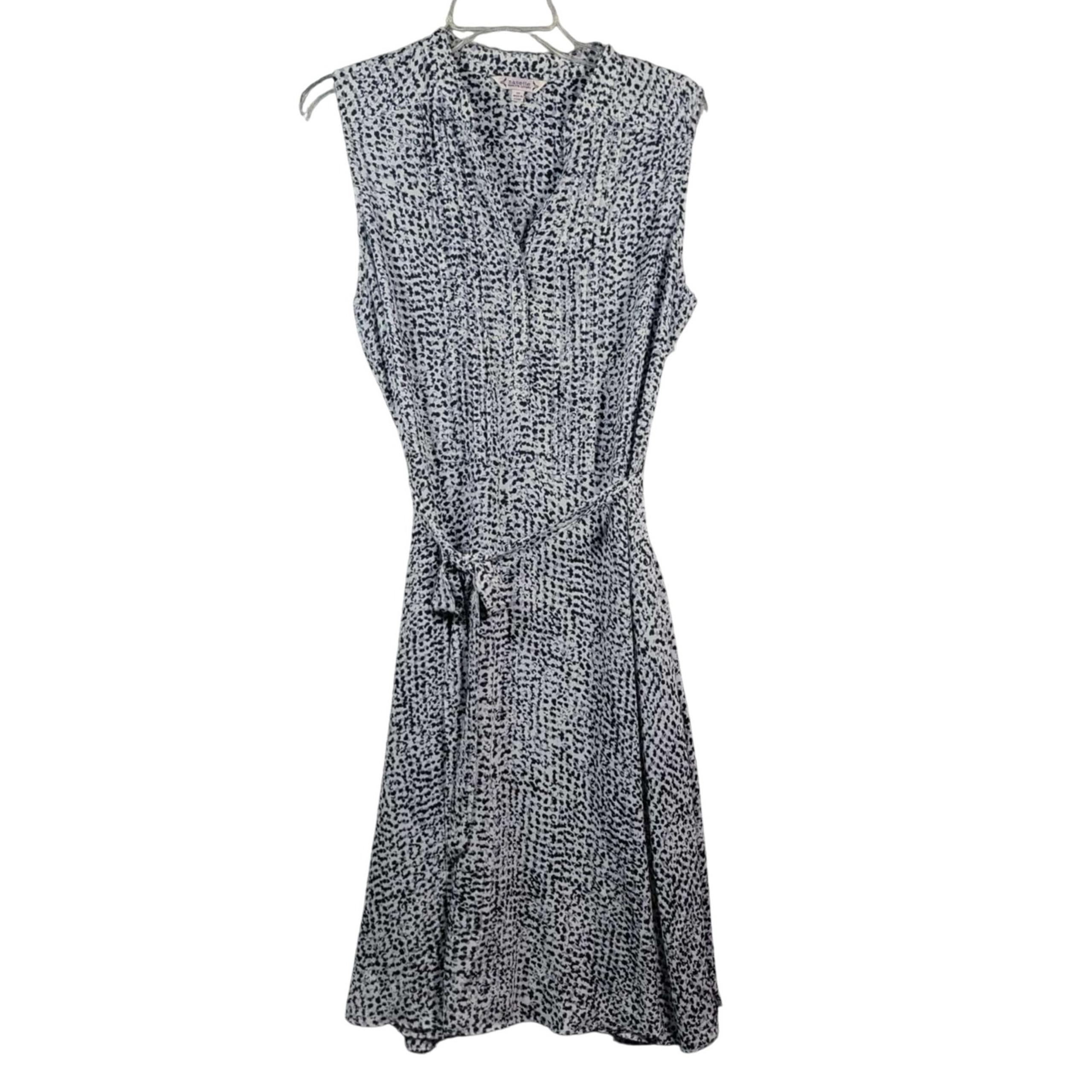 Nanette Lepore - Sleeveless Dress Belted V-Neck Black White - Womens 12