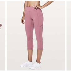 Lululemon 8 Cropped Leggings Pink Speed Up Crop *21 Moss Rose Athletic Running