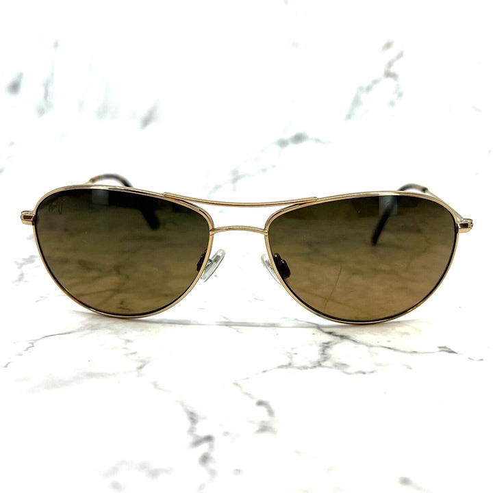 Maui Jim Baby beach Sunglasses MJ245-16 Gold Aviator Frames 56-18-120 Japan