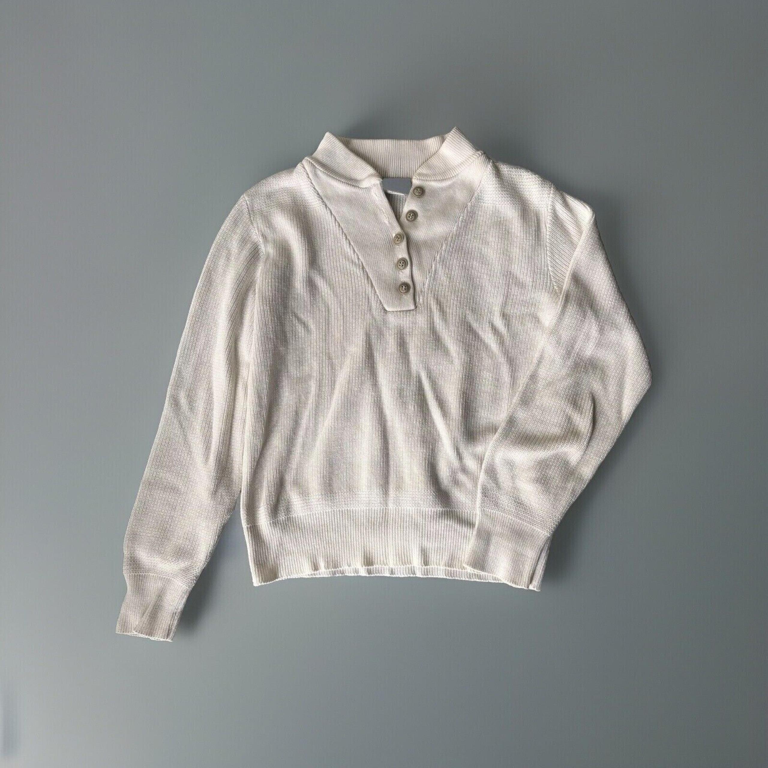 Vintage Northern Isles Sweater Sz M Womens Ivory Long Sleeve Knit Crew Neck