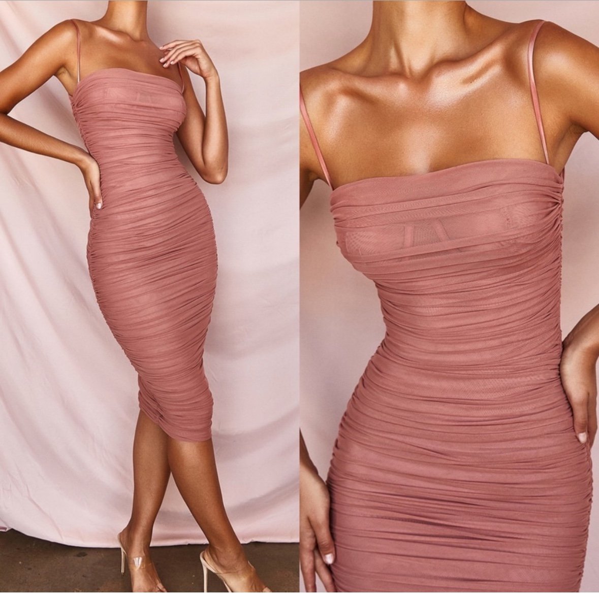 House of CB Sirene rose gathered organza mesh dress Size: XS NEW! New with tags!