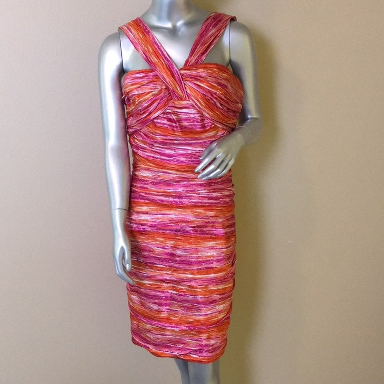CARMEN MARC VALVO Ruched Silk Cocktail Dress 14