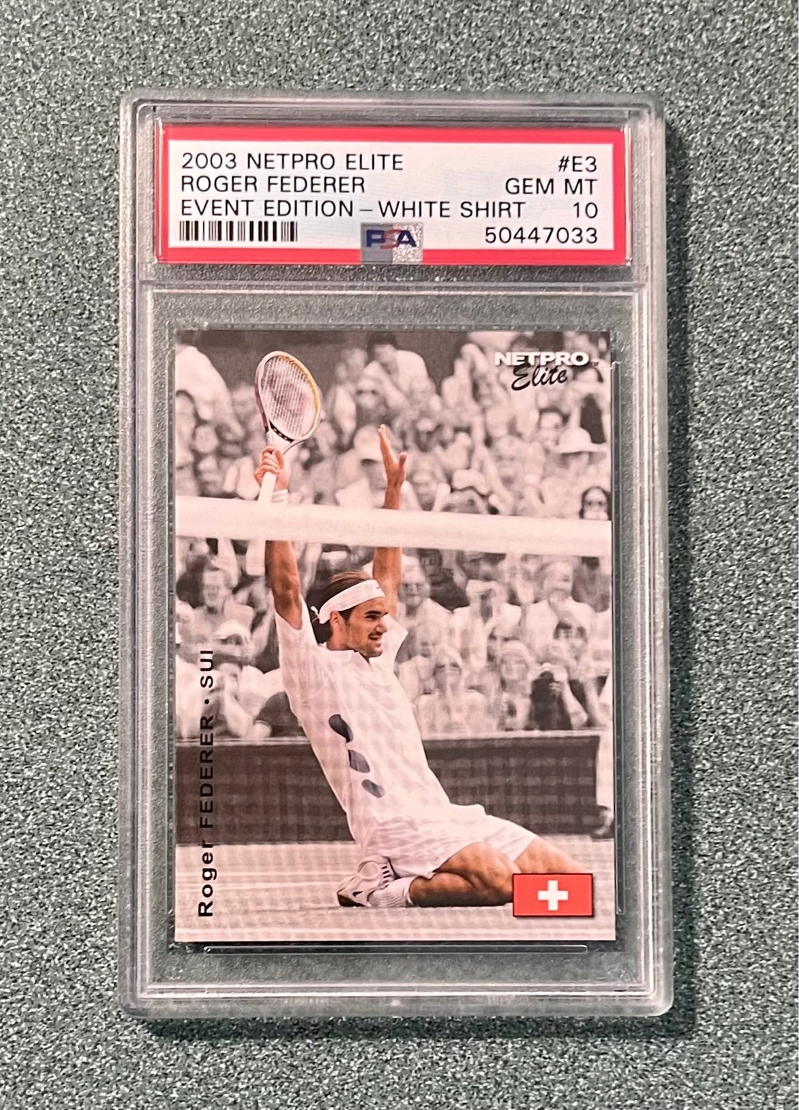 2003 Netpro Elite Roger Federer Event White Shirt Rookie RC #E3 PSA 10 Gem Mint