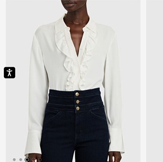 FRAME Ruffled Silk Tuxedo Shirt
