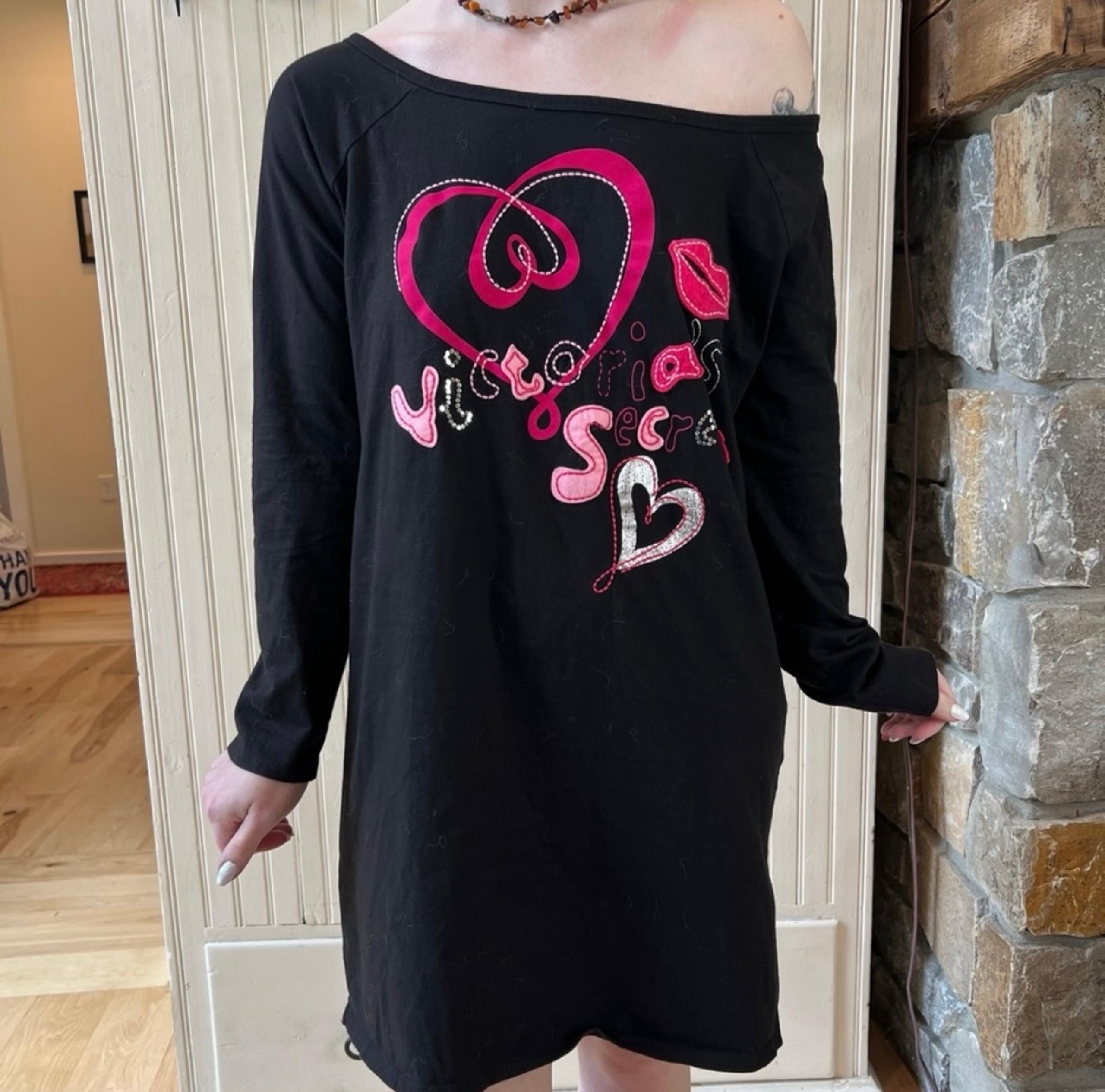 Vintage Y2K Victoria's Secret Nightie Nightgown Sleep Shirt Size M Pink Sequins