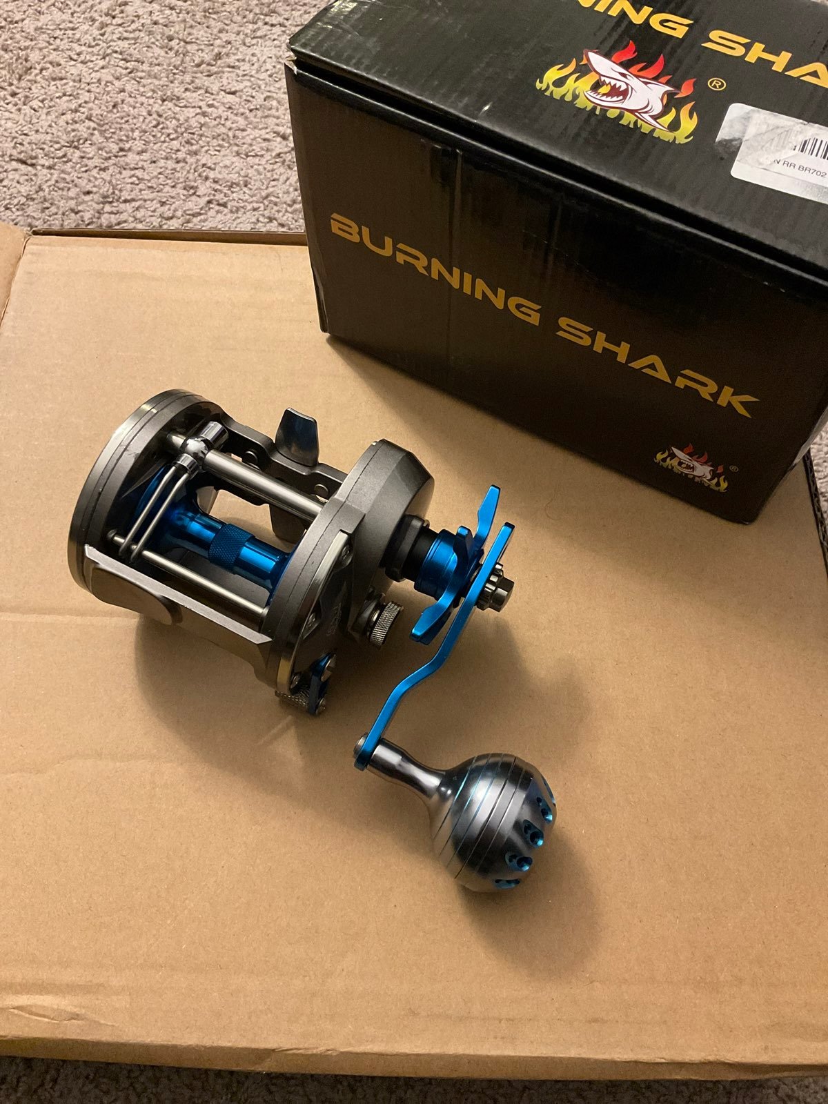 burning shark trolling reel