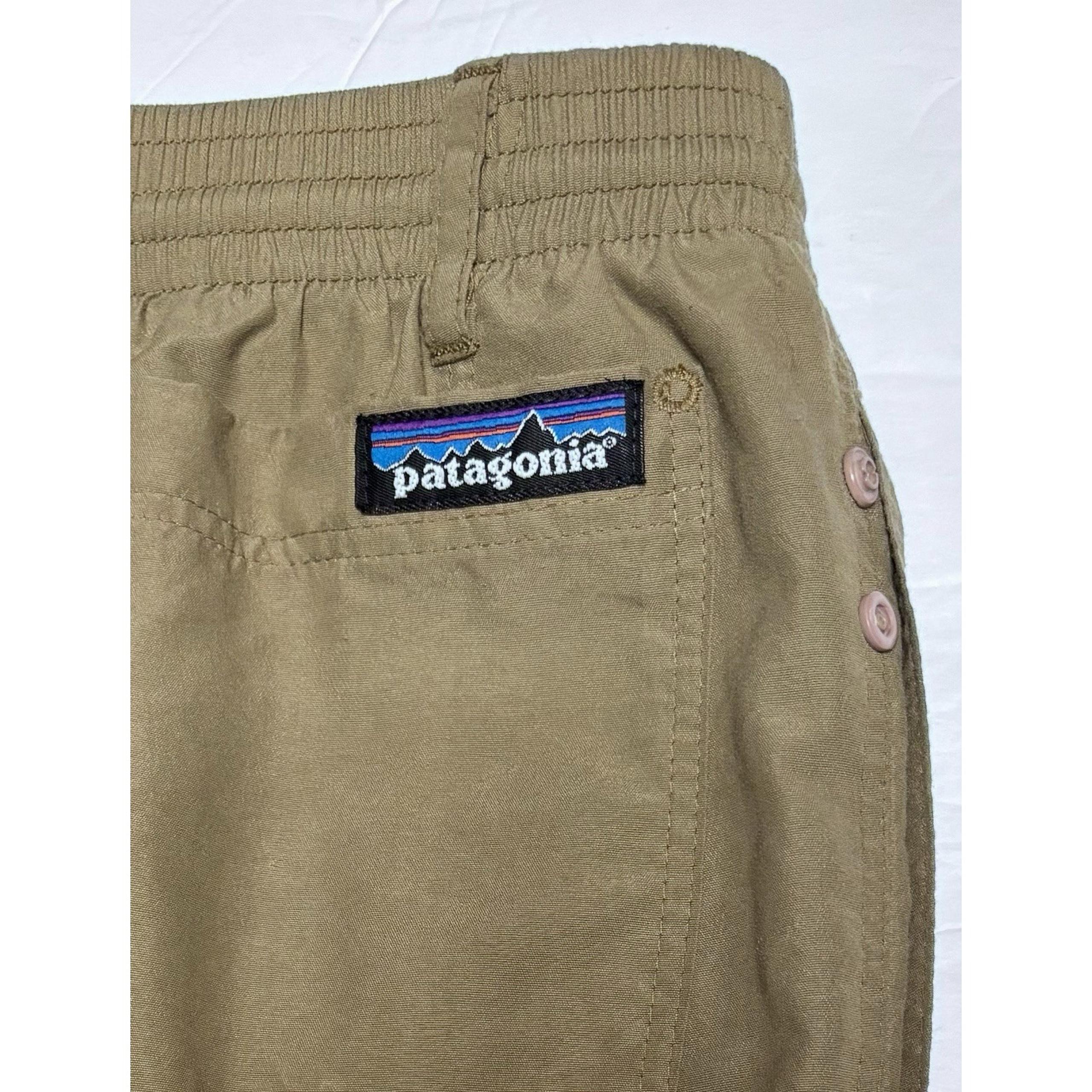 Patagonia Pull Men On Pants XXL Belt Loops Pockets Snaps Drawstring EUC Brown