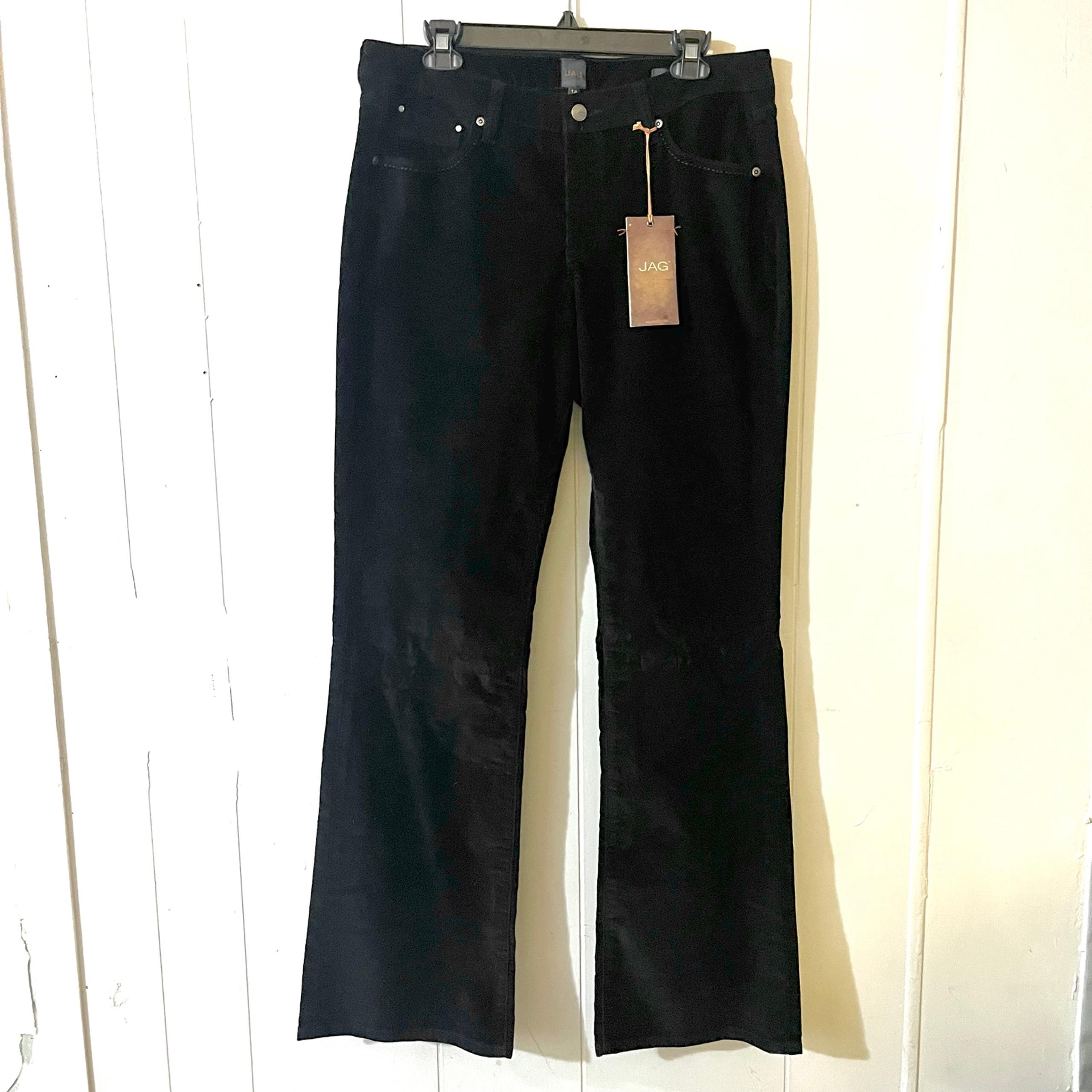 Jag Jean Black Bootcut Corduroy Pant Women’s Sz 14 Low Rise Stretch Embroidered