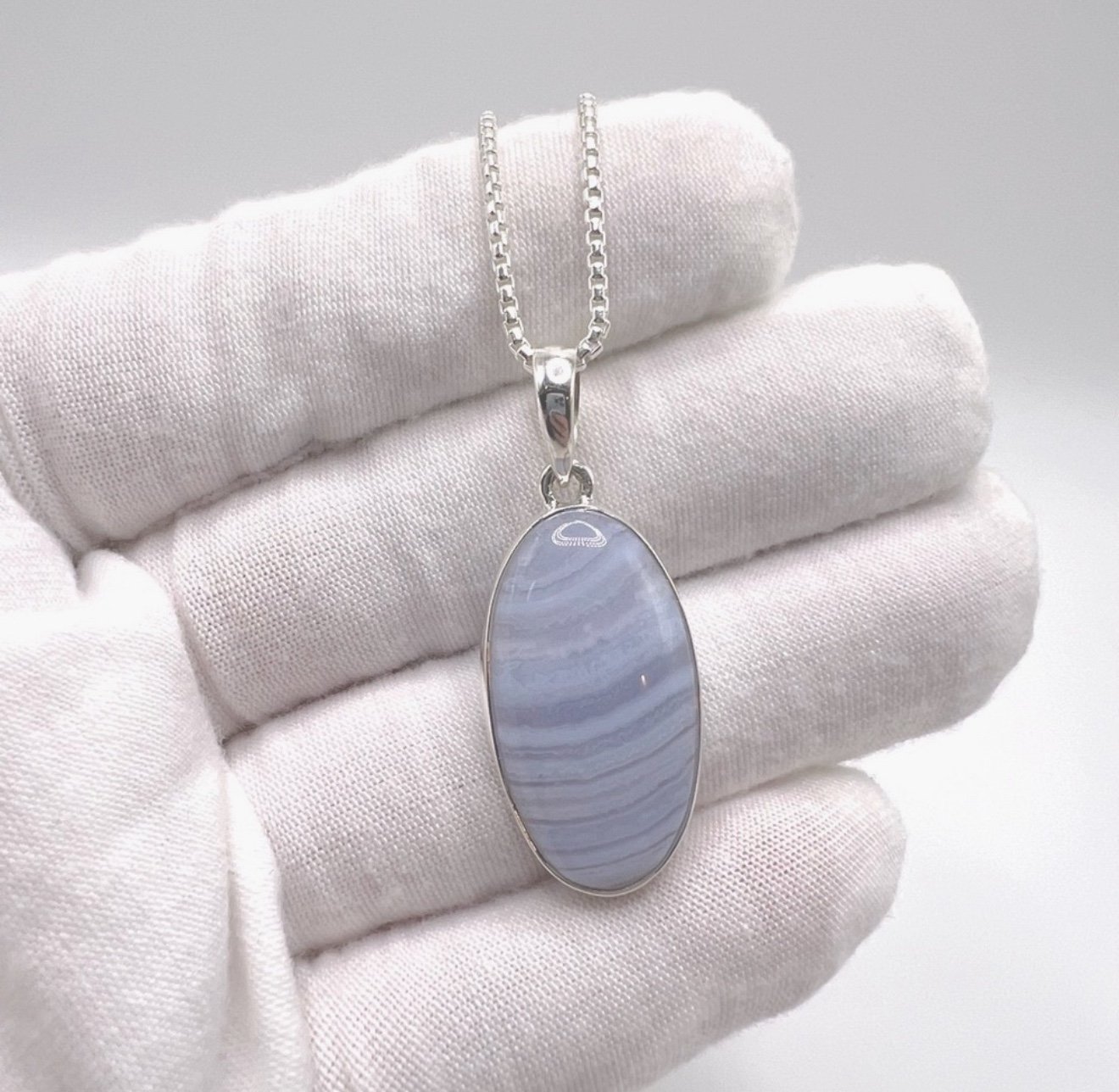 Sale 54 Firm! Blue Lace Agate .925 Sterling Silver Necklace