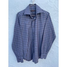 ETRO Milano Mens Long Sleeve Button Down Collared Dress Shirts Blue Sz 39