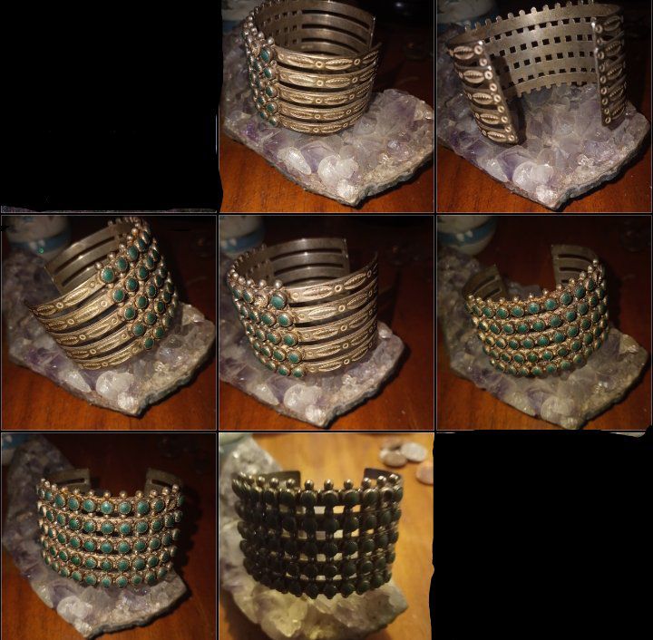 Zuni Turquoise and Sterling Silver Band Snake Eye Cuff Bracelet