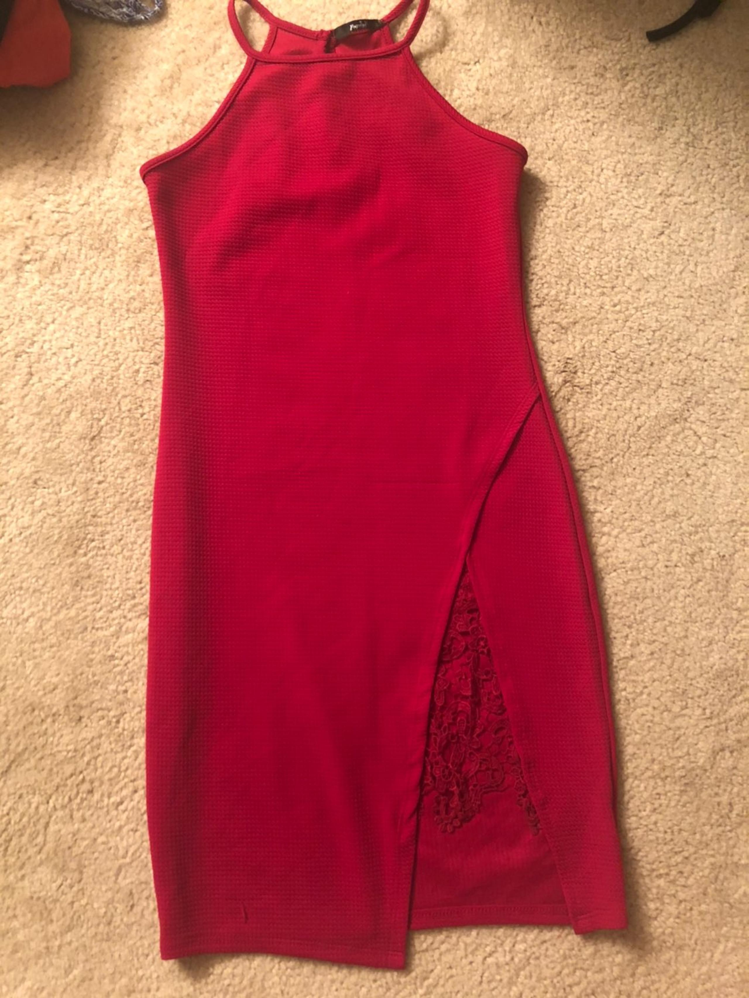 Papaya High Neck Bodycon Red Dress