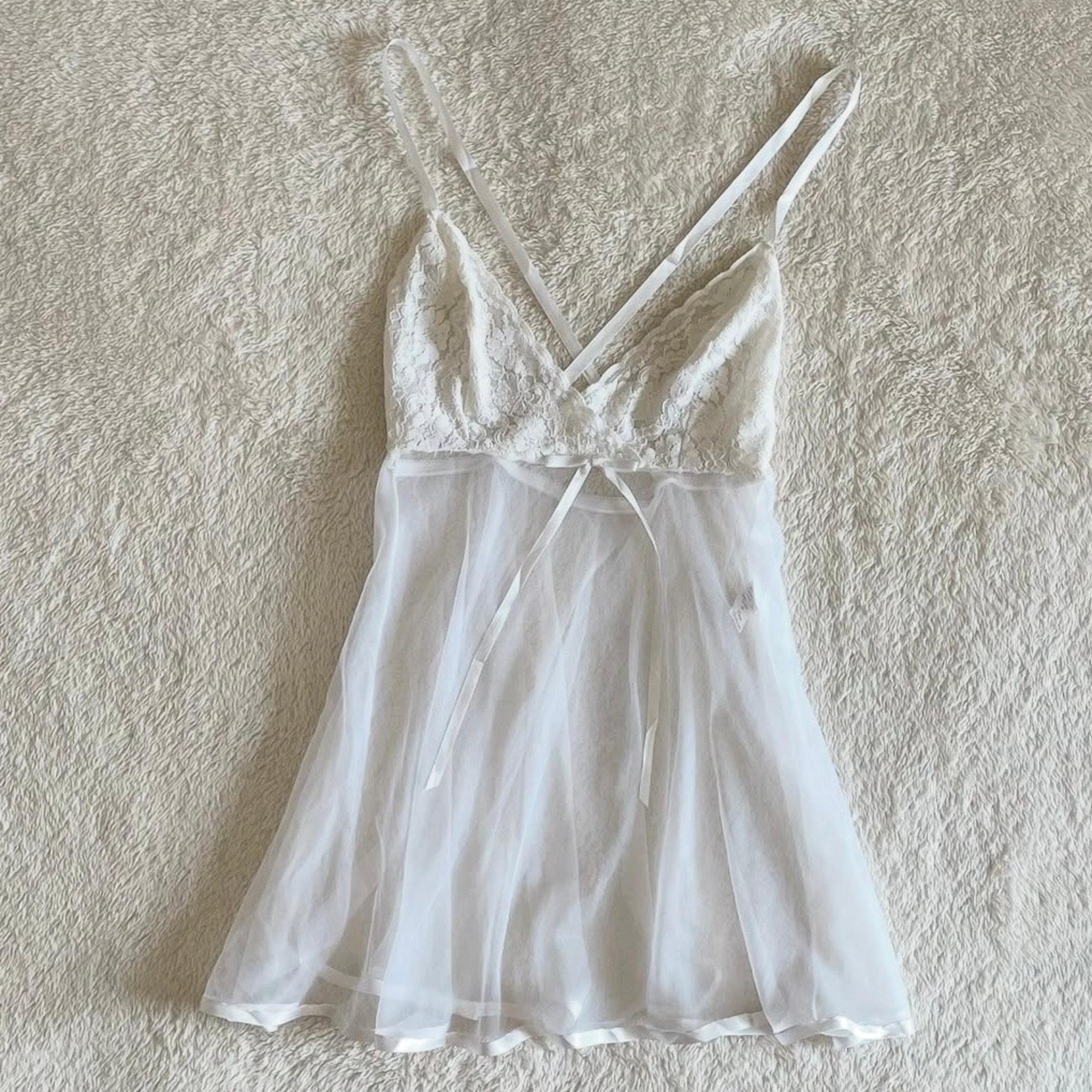 Rare vntg white sweet sheer chiffons babydoll mini dress petra fashions medium