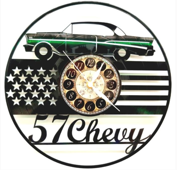 57 CHEVY vinyl record clock
