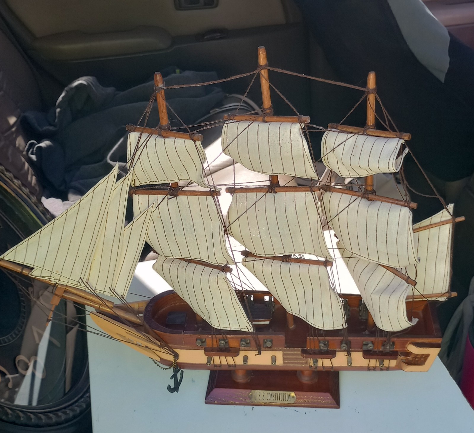 Vintage Wood Model Ship U.S.S. Constitution