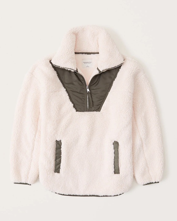 BRAND NEW W/ TAG Abercrombie Women’s Drama Collar Utility Half-Zip - Size Large