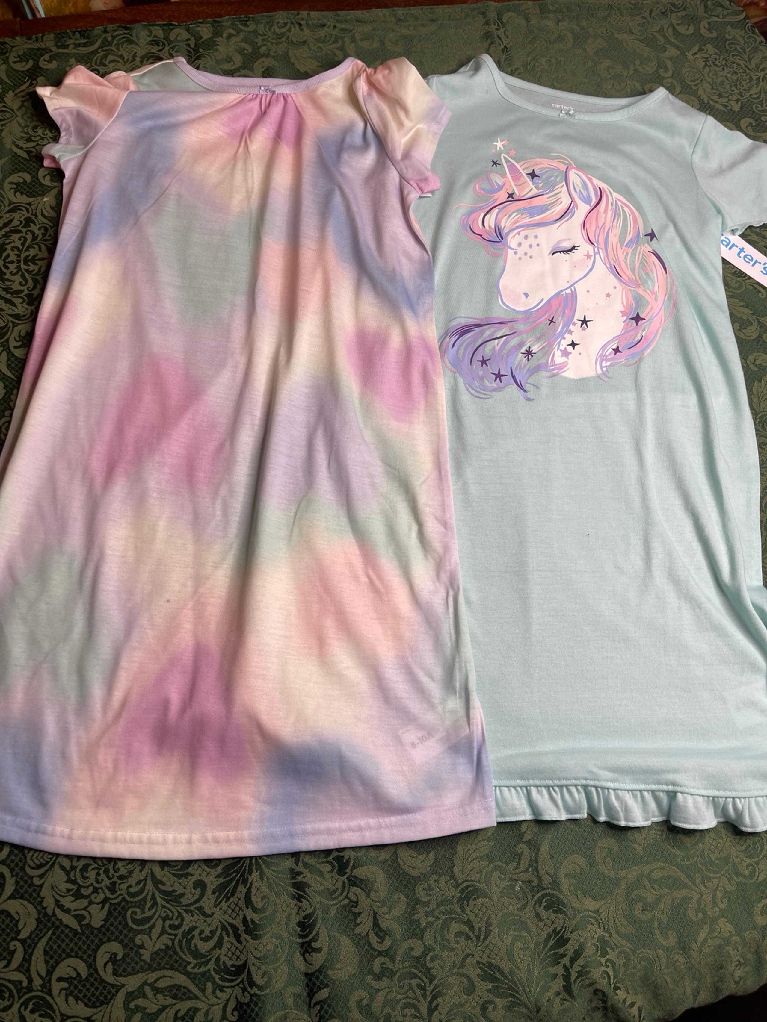 NWT (small spot) 8 10 unicorn horses 2pc nightgown carters pajamas tie dye ombre