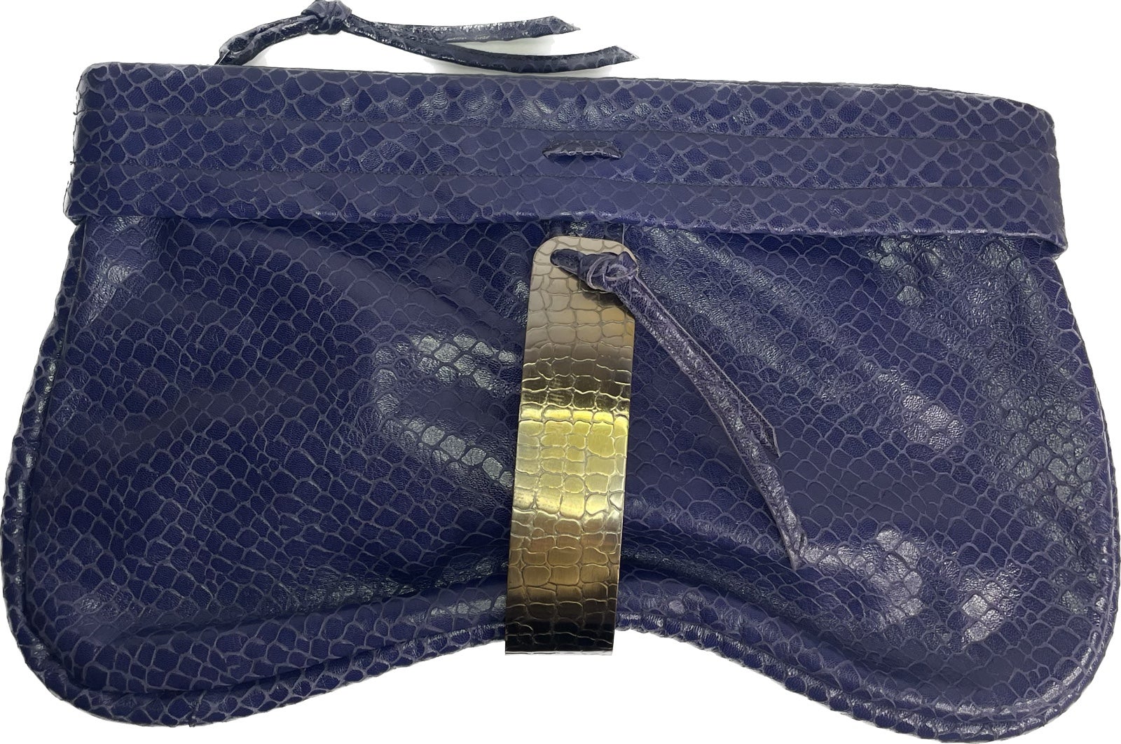 Lisandro Sarasola Purple Leather Croc Embossed Italian Clutch Bag