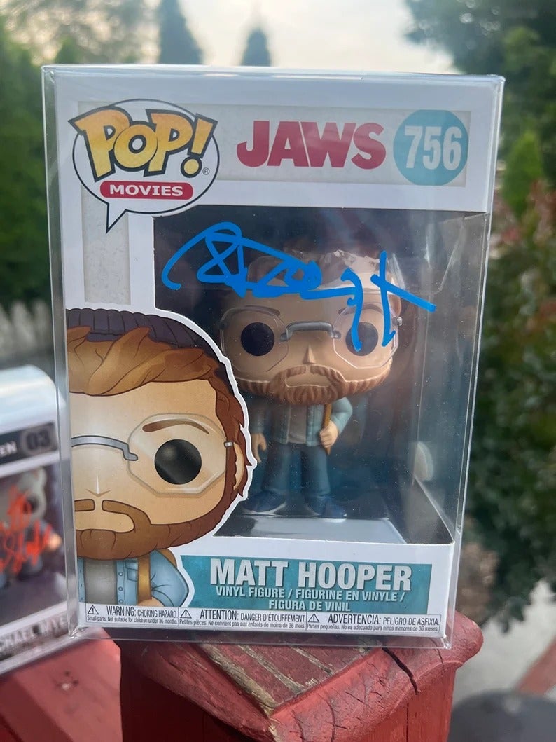 Autographed Richard Dreyfuss Matt Hooper Jaws Funko Pop with JSA COA.