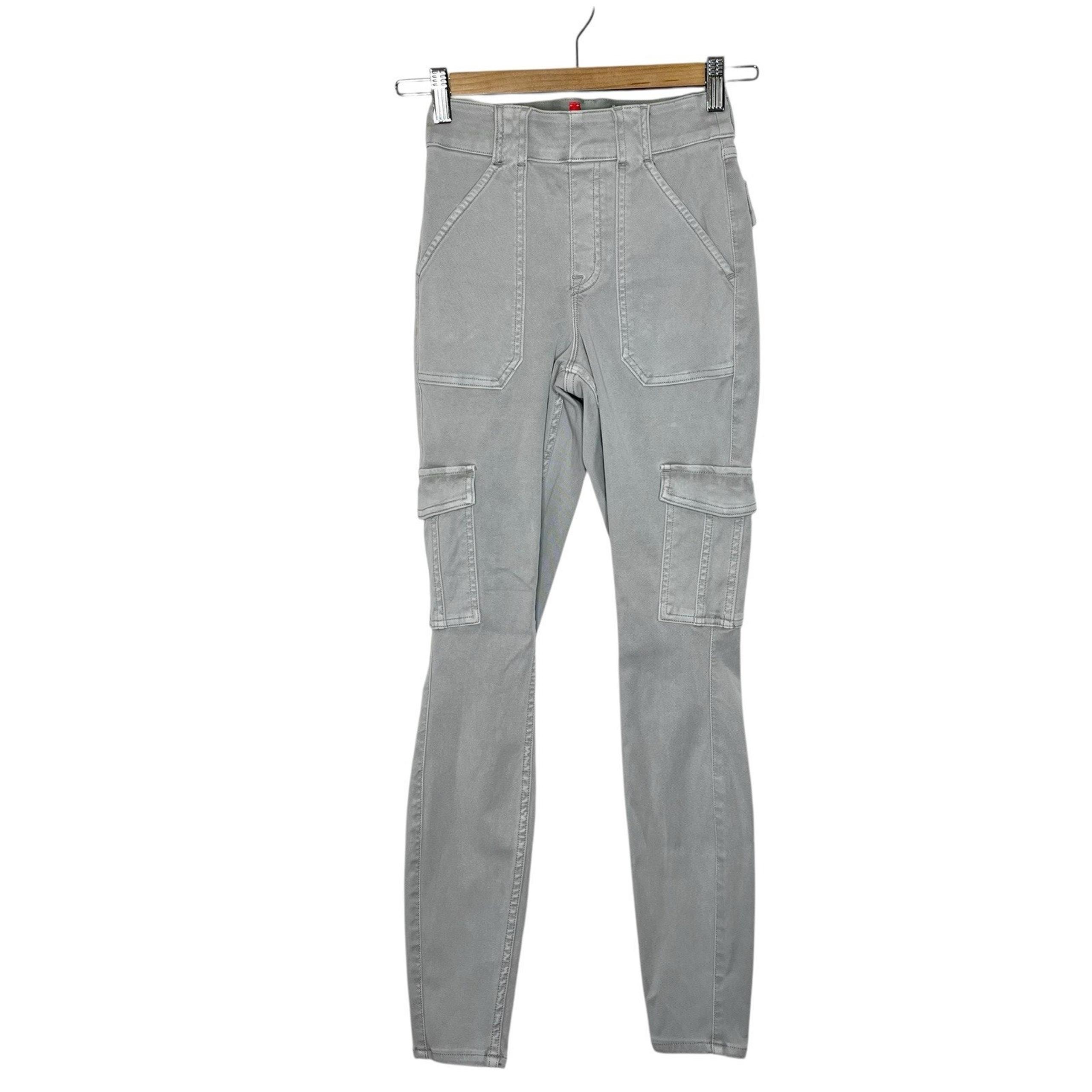 Spanx Stretch Twill Ankle Cargo Pants Gray Womens XS Skinny High Rise Slimming
