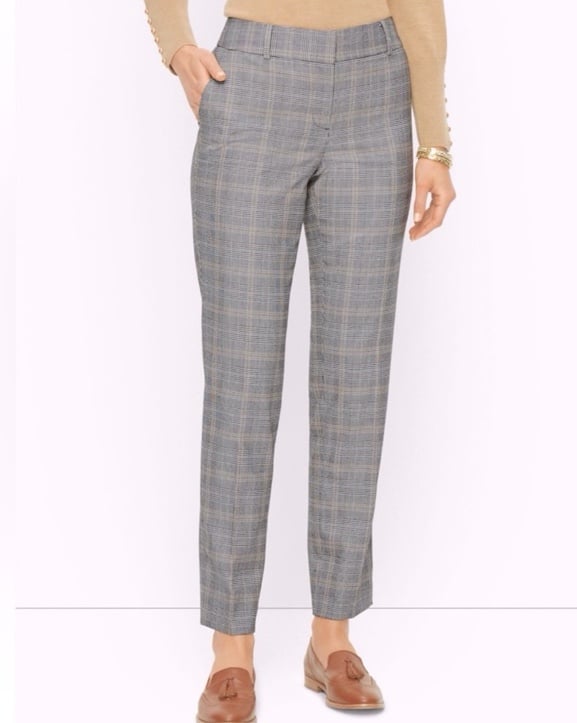 TALBOTS HAMPSHIRE ANKLE PANTS - GLEN PLAID