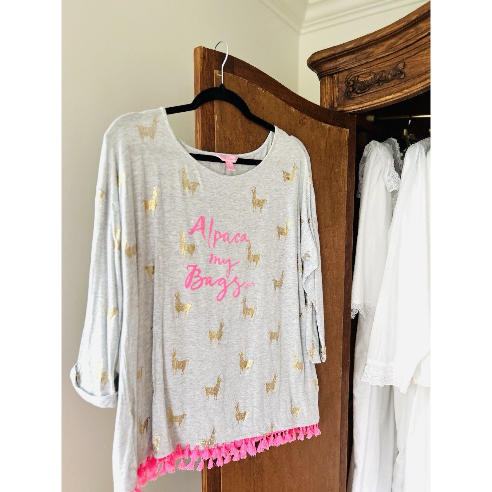 Lilly Pulitzer shirt Alpaca my bags Long Sleeve Short Size Large