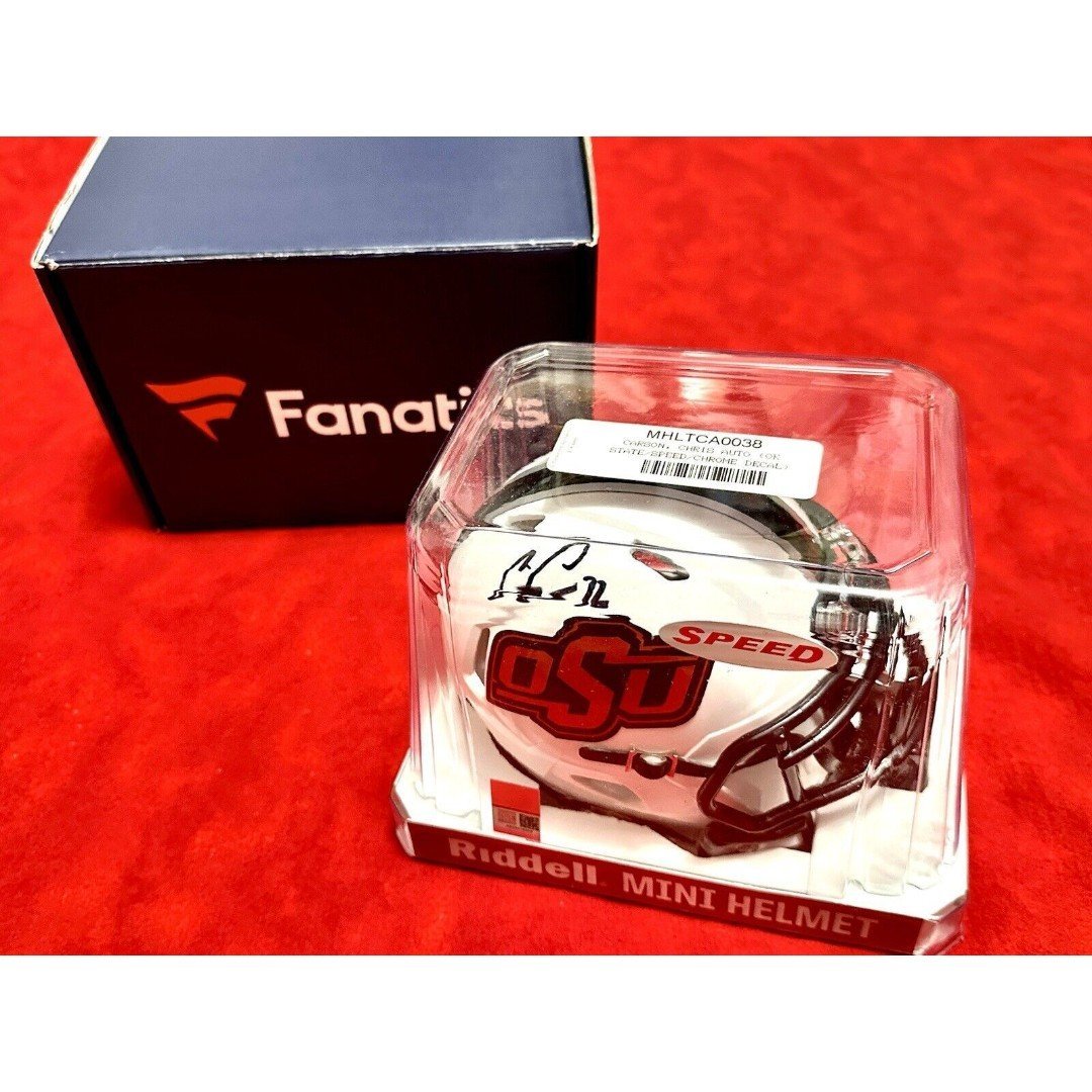 Chris Carson Oklahoma State OSU Cowboys Autographed Riddell Speed Mini Helmet