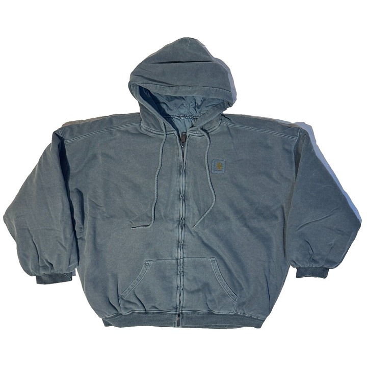Carhartt WIP Hooded Vista Jacket Green Quilt Lined Hoodie Garment Dyed XL