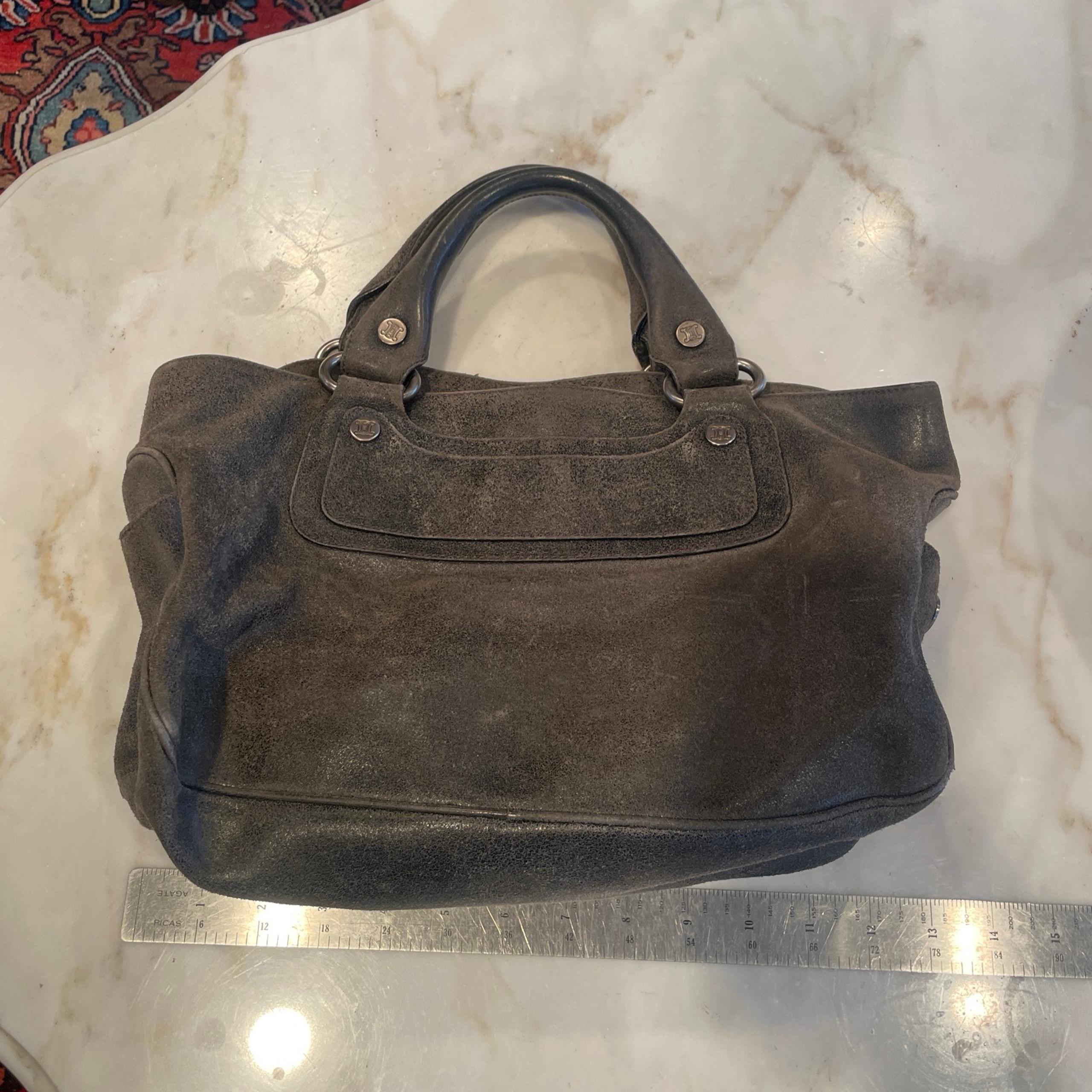 Vintage grey leather Celine satchel handbag - CÉLINE