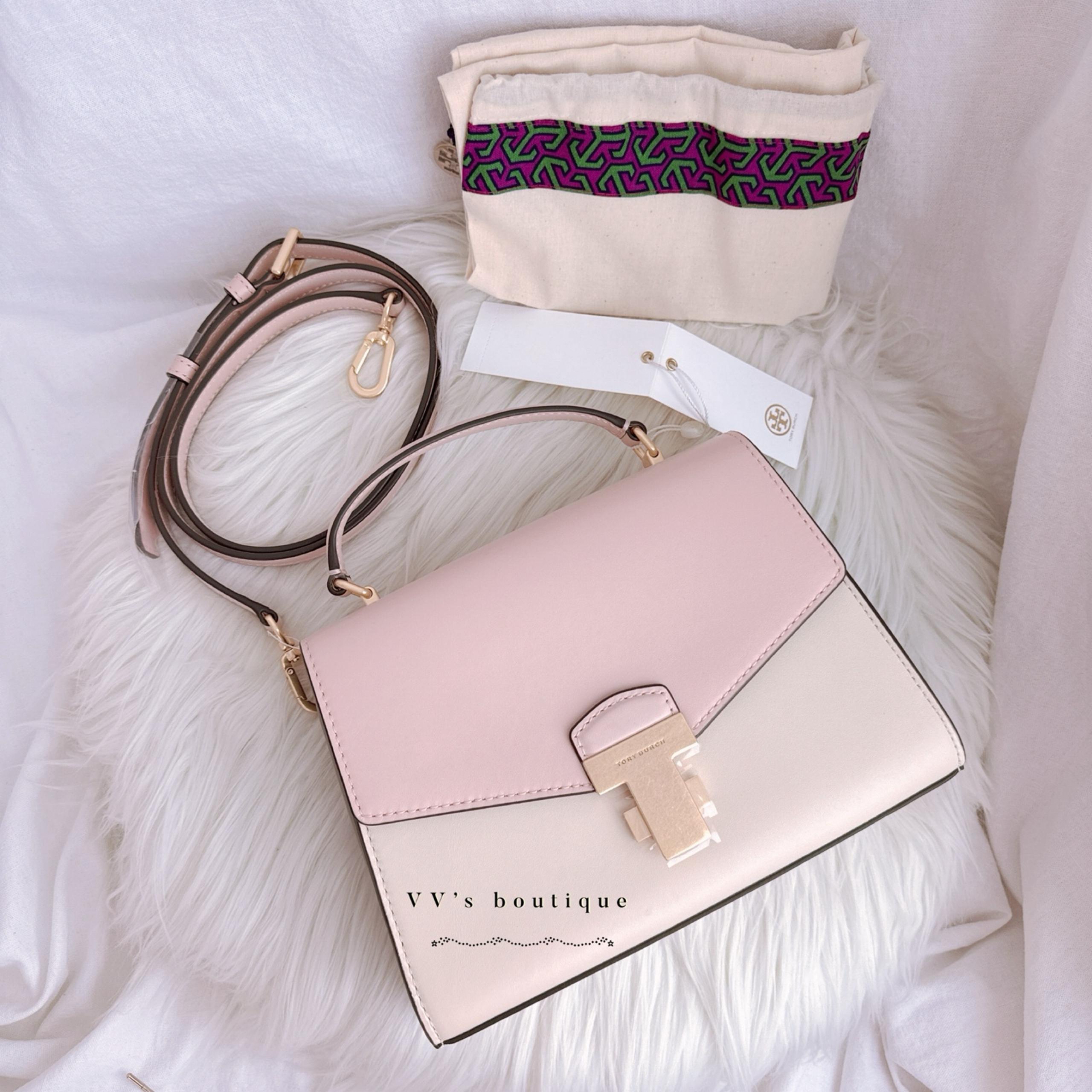 NWT Tory Burch Juliette Colorblock Small Top Handle Satchel Crossbody Pink Cream