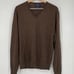 Polo Ralph Lauren 100% Merino Wool Brown V-Neck Custom Fit Lightweight Sweater