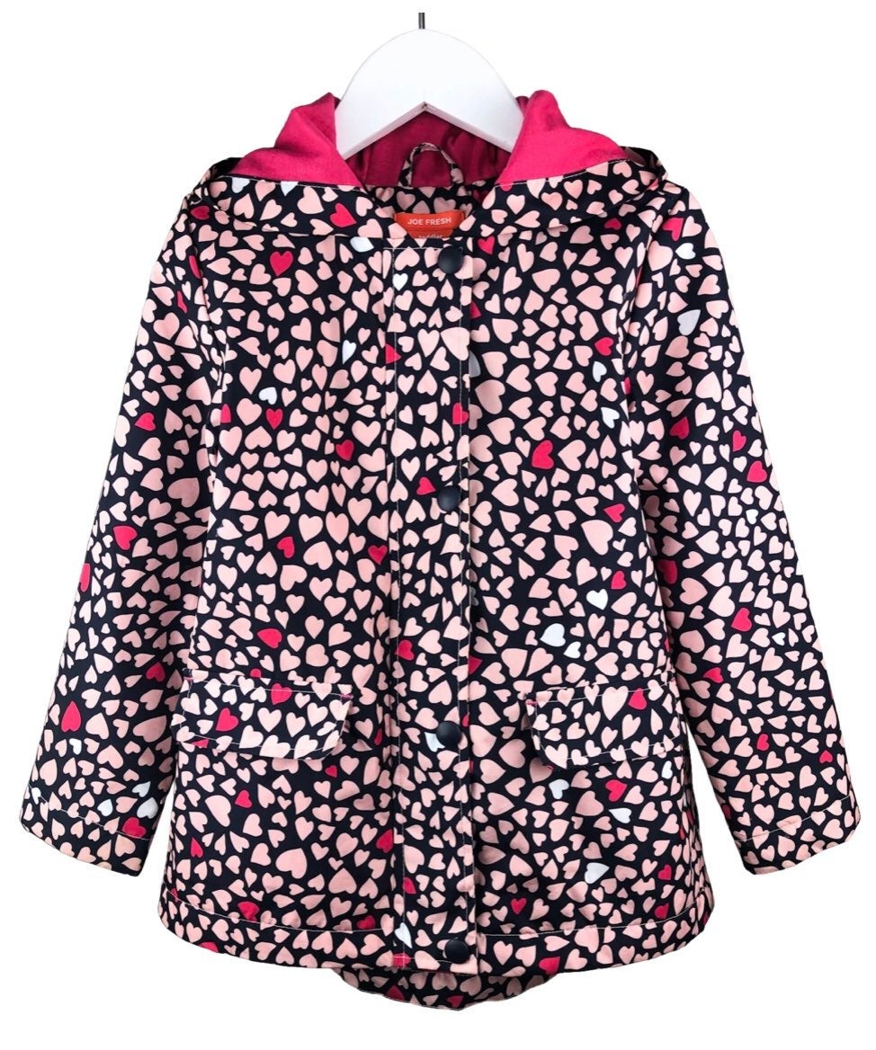 joe fresh heart rain jacket girl 12-18 m