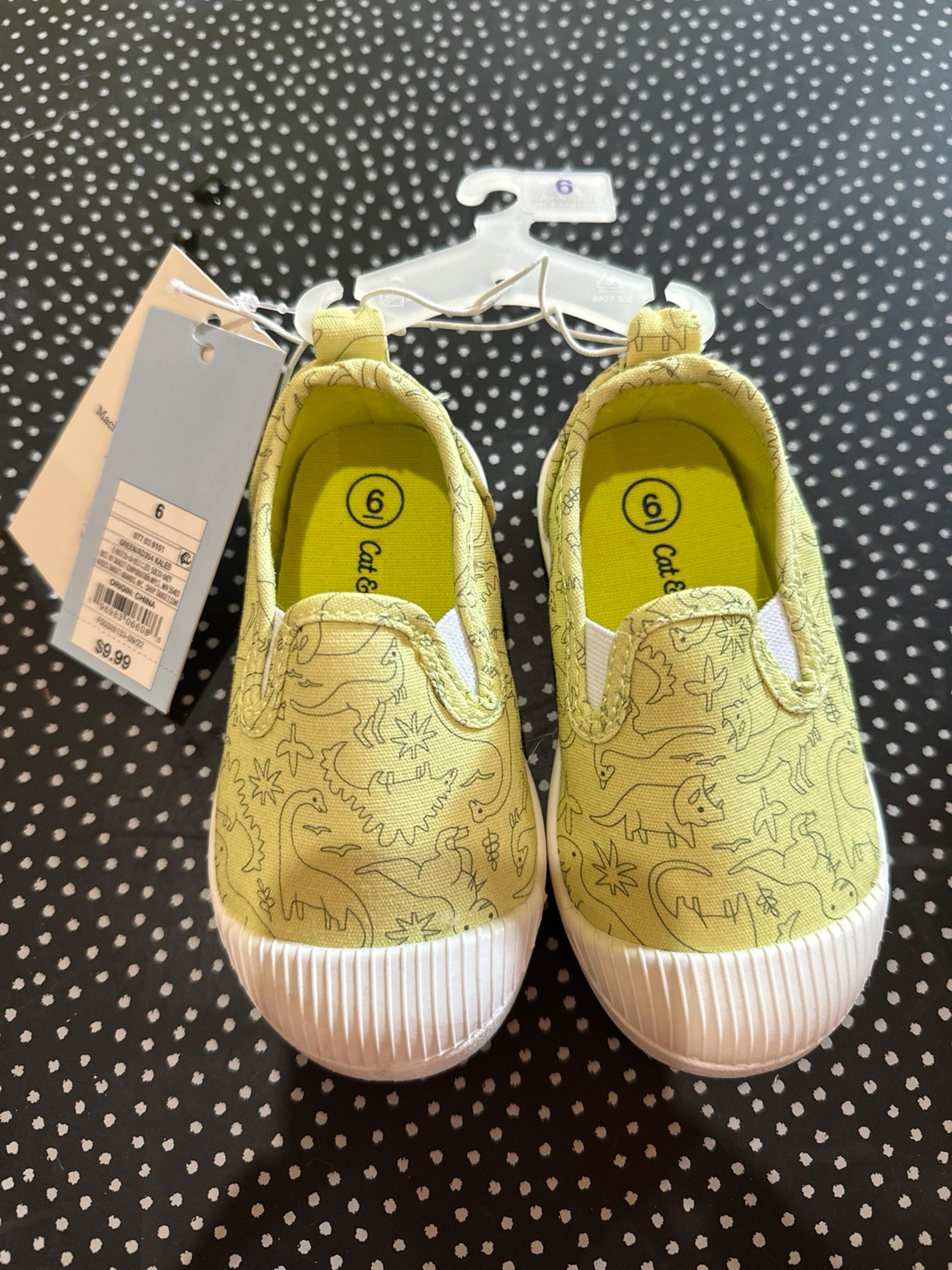NWT Cat & Jack Dinosaur Slide On Sneakers Shoes Toddler