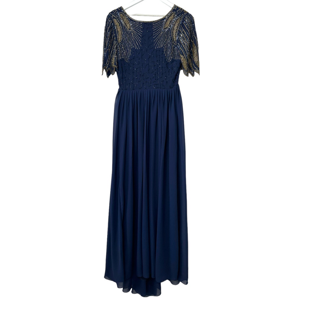 ASOS Virgos Lounge Lena Maxi Dress Beaded Embellishment in Navy Size 10