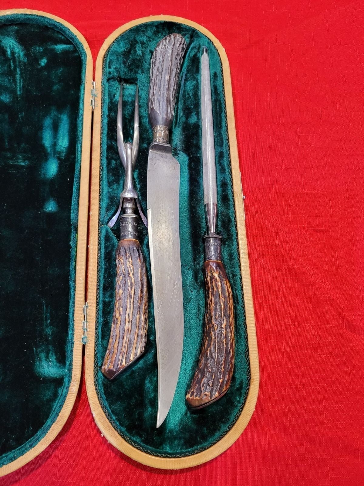 Vintage Landers Frary & Clark Aetna Works 3 pc Carving Set and Case