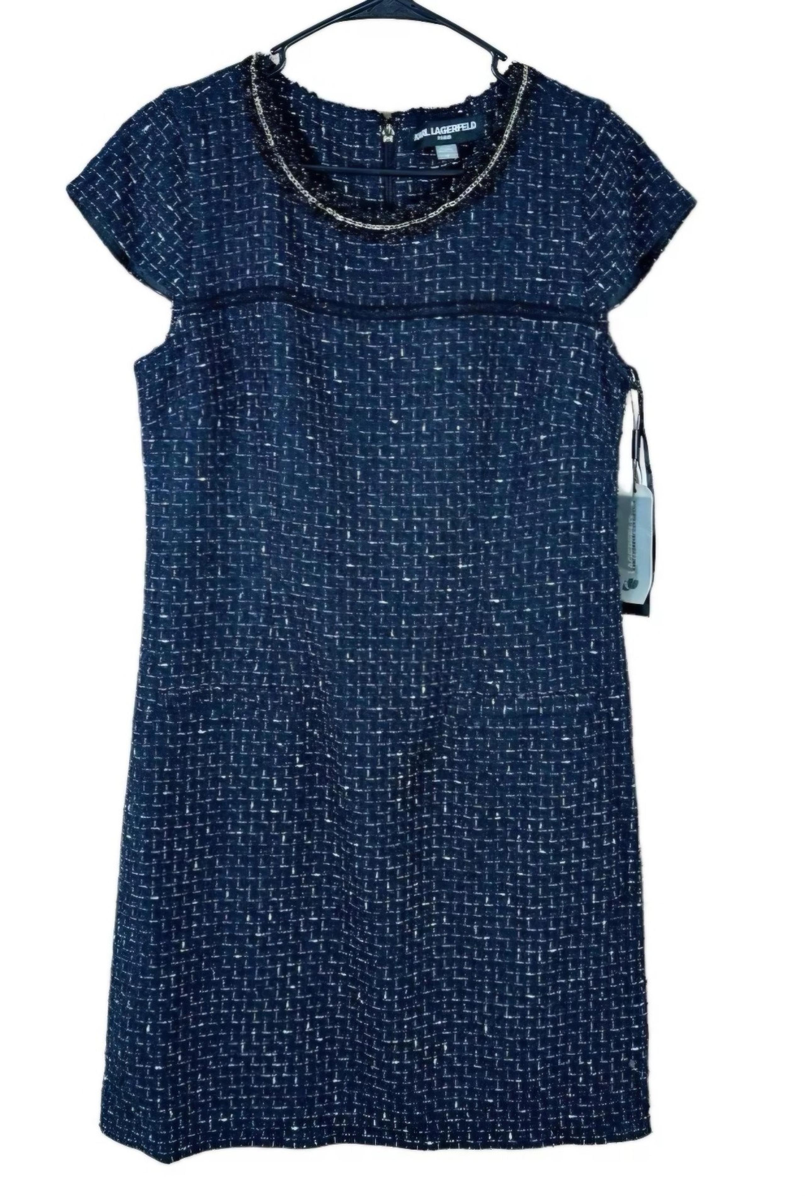 Karl Lagerfeld navy tweed sheath dress size 12