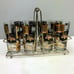 Vintage Car Drinking Glasses Metal Rack Bar Black Gold Transportation MCM