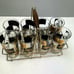 Vintage Car Drinking Glasses Metal Rack Bar Black Gold Transportation MCM
